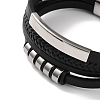Men's Braided Black PU Leather Cord Multi-Strand Bracelets BJEW-K243-08P-2