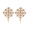 Brass Micro Pave Clear Cubic Zirconia Stud Earring Findings KK-S356-618-NF-1