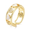 Heart Real 18K Gold Plated Cuff Rings for Girl Women Gift ZIRC-C021-11G-3