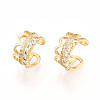 Brass Micro Pave Clear Cubic Zirconia Cuff Earrings KK-T074-30G-2