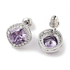 Brass Pave Cubic Zirconia Square Stud Earrings for Women EJEW-I304-21P-3