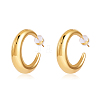 Crescent Moon Chunky Stud Earrings Half Hoop Earrings Open Oval Drop Earrings Teardrop Hoop Dangle Earrings Pull Through Hoop Earrings Statement Jewelry Gift for Women JE1089C-1