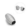 Matte 304 Stainless Steel Oval Magnetic Clasps with Glue-in Ends STAS-E089-09A-1