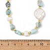 Natural Larimar Nuggets & Natural Cultured Freshwater Pearl & Keshi Pearl Coin Beaded Bracelets NJEW-JN06574-02-3