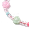 Adjustable Candy Color Heart Acrylic Braided Kid Beaded Bracelets for Girls BJEW-JB10221-3