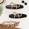 3Pcs 3 Colors Alloy Bowknot PU Leather Chain Belts for Women AJEW-CL0001-14A-3