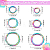 WADORN® 12Pcs 6 Style Rainbow Color Alloy Spring Gate Rings FIND-WR0004-15-4