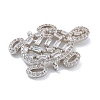 Rack Plating Brass Clear Cubic Zirconia Turtle Connector Charms KK-A234-054P-2