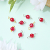 16Pcs 4 Styles Lab Grown Red Corundum Charms with July Birthstone Connector Charms PALLOY-SW00124-3