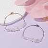 2Pcs 2 Color Natural Quartz Crystal Chip Beaded Link Bracelets Set with 304 Stainless Steel Cable Chains BJEW-JB07914-05-2