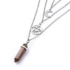 Bullet Natural Unakite Pendant Tiered Necklaces NJEW-JN02457-02-3