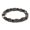 Round Natural Tiger Eye Stretch Bracelets X-BJEW-G072-14-2