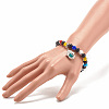 Synthetic Turquoise(Dyed) & Lampwork Evil Eye Round Beaded Stretch Bracelet with Hamsa Hand Charm for Women BJEW-JB07836-3