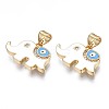 Brass Micro Pave Clear Cubic Zirconia Pendants ZIRC-N039-207E-1