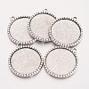 Tibetan Style Flat Round Alloy Pendant Cabochon Settings X-TIBEP-Q049-19AS-RS-1