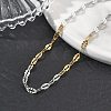 304 Stainless Steel Dapped Chains Bracelets for Women BJEW-D466-08A-GP-5