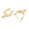 Brass Micro Pave Clear Cubic Zirconia Hoop Earring Findings KK-Z158-04G-2