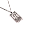 304 Stainless Steel Curb Chain Rectangle with Constellation Pendant Necklaces PW-WG0F5D0-04-1