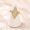 Brass Micro Pave Cubic Zirconia Cuff Rings for Women RJEW-L132-03G-01-3