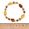 Natural Amber & Non-magnetic Synthetic Hematite Beads Stretch Bracelets for Women Men BJEW-JB13775-4
