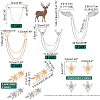   8Pcs 8 Style Antler & Wing & Triangle Hanging Chain Brooches JEWB-PH0001-30-3