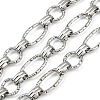 304 Stainless Steel Textured Oval with Flat Round Link Chains CHS-C017-01P-1