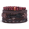 4Pcs Weave Imitation Leather Multi-strand Bracelets for Men WGB022D-14-1