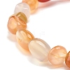 Dyed Natural Carnelian(Dyed) Nuggets Beads Stretch Bracelet BJEW-JB07144-01-4