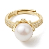 Round Natural Pearl Adjustable Rings RJEW-P113-02G-2