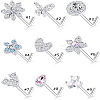 316L Surgical Stainless Steel Clear Cubic Zirconia L-Shaped Nose Rings WG135CD-16-2