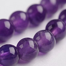 Round Natural Amethyst Gemstone Bead Strands G-J333-01-4mm