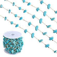 Synthetic Turquoise Chips Beaded Chains CHC-SZ0001-62K