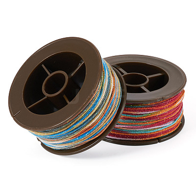 2 Rolls 2 Colors Segment Dyed Round Polyester Twisted Cords OCOR-TA0003-65B-1