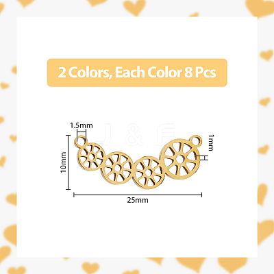 16Pcs 2 Colors 304 Stainless Steel Connector Charms STAS-DC0013-94-1