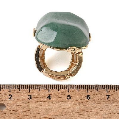 Natural Green Aventurine & Alloy Finger Rings for Women RJEW-G375-01G-02-1