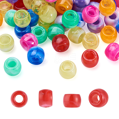 400Pcs 8 Colors Resin Large Hole Beads RESI-CW0001-12-1