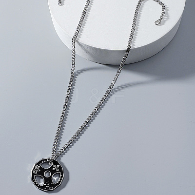 Fitness Barbell Alloy Black Enamel Pendant Necklaces for Men FS-WG955E3-01-1