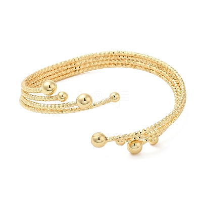 Rack Plating Brass Round Ball Cuff Bangle for Women BJEW-M298-10G-1
