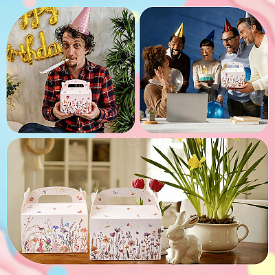 12Pcs 2 Styles Floral Printed Portable Paper Candy Gift Tote Boxes CON-CP0001-020-1
