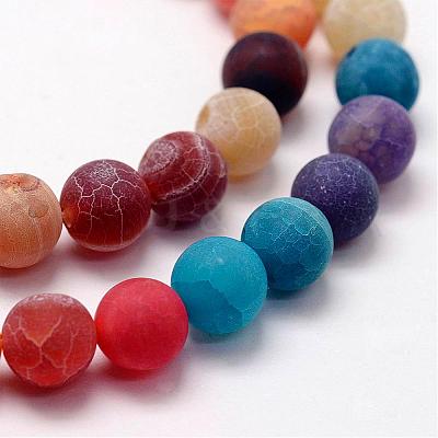 Frosted Natural Weathered Agate Beads Strands G-F367-8mm-08-1