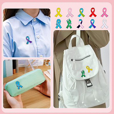 20Pcs 10 Styles Awareness Ribbon Enamel Pin JEWB-TA0001-39-1
