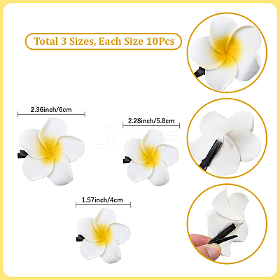 30Pcs 3 Styles Foam Artificial Frangipani Flower Aligator Hair Clips PHAR-SP0001-23B-1