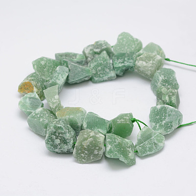Raw Rough Natural Green Aventurine Bead Strands G-F403-03-1