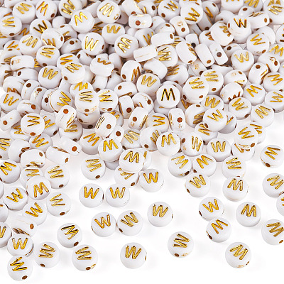 500Pcs Plating Acrylic Beads PACR-TADJ0001-01W-1