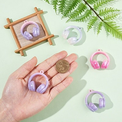 5Pcs Opaque Acrylic Pendants OACR-YW0003-21-1