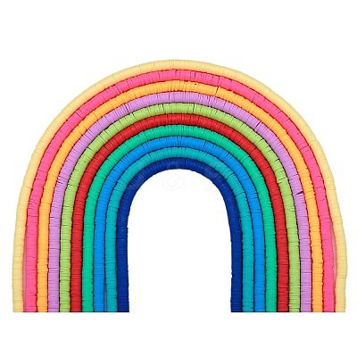 10 Strands 10 Colors Flat Round Handmade Polymer Clay Beads CLAY-SZ0002-04B-1
