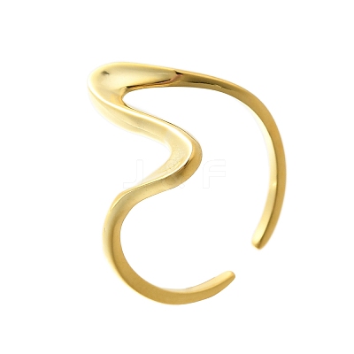 925 Sterling Silver Wave Cuff Rings RJEW-D300-02G-1