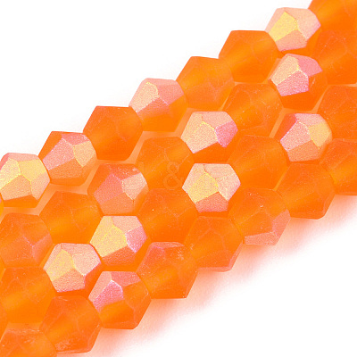 Imitate Austrian Crystal Bicone Frosted Glass Beads Strands GLAA-F029-TM4mm-A11-1