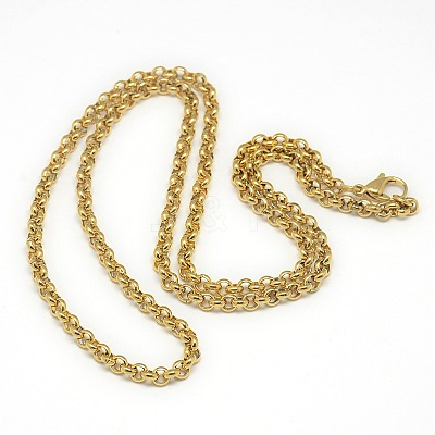 Trendy Unisex 201 Stainless Steel Cross Rolo Chain Necklaces NJEW-L043B-09G-1