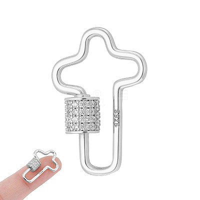 1Pc 925 Sterling Silver Screw Carabiner Lock Charms STER-NB0001-20B-P-1